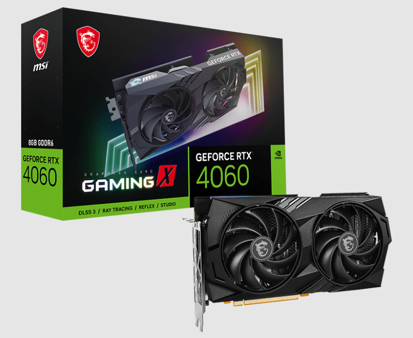  nVIDIA GeForce RTX4060 GAMING X 8GB GDDR6<br>Boost Clock: 2595 MHz, 1x HDMI/ 3x DP, Max Resolution: 7680 x 4320, 1x 8-Pin Connector, Recommended: 550W  